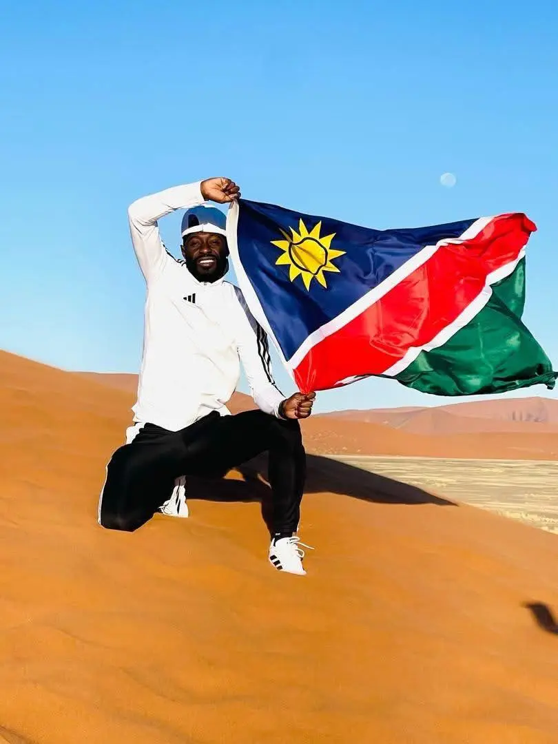 Namibia flag on dune